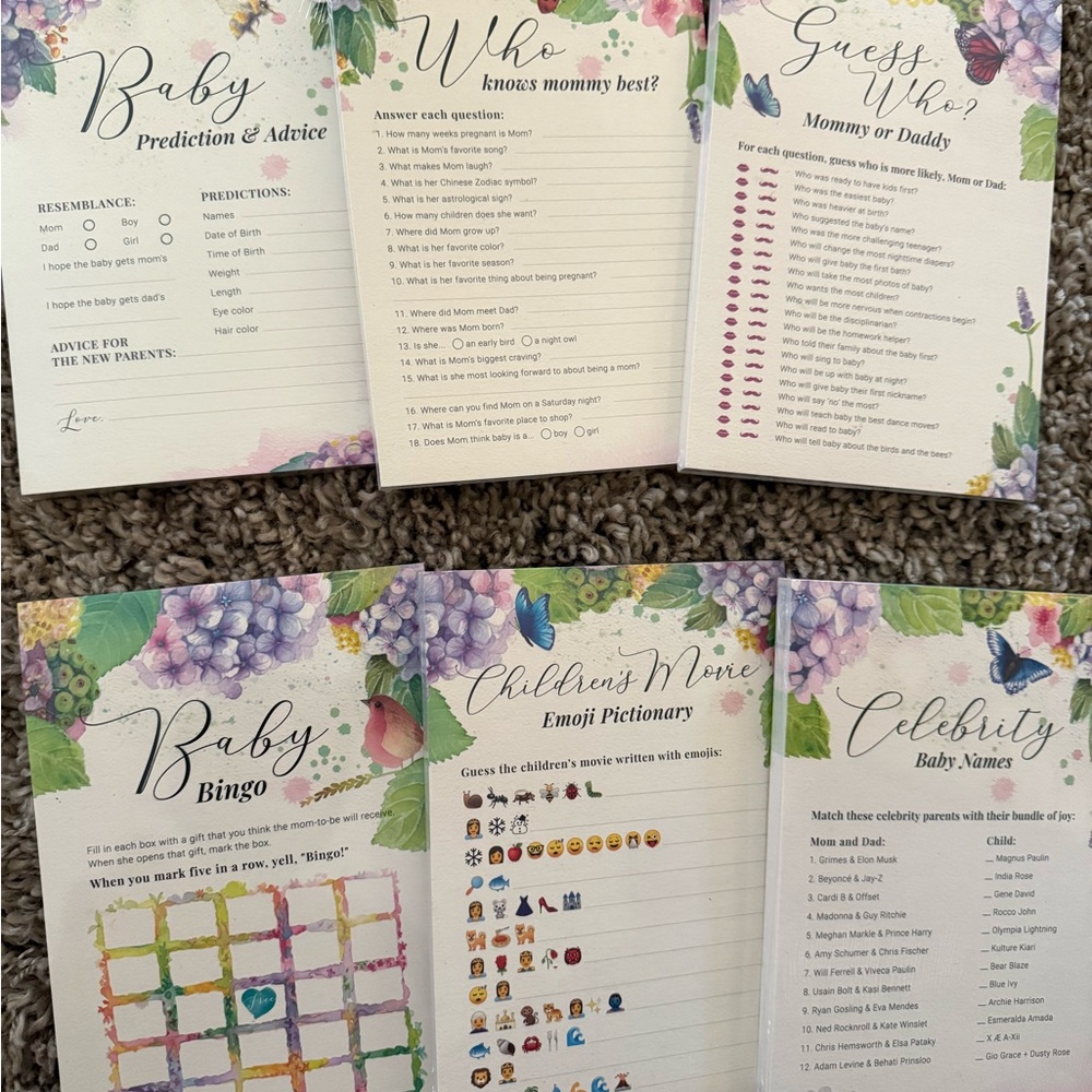 Baby Shower Games Set - Blue and White